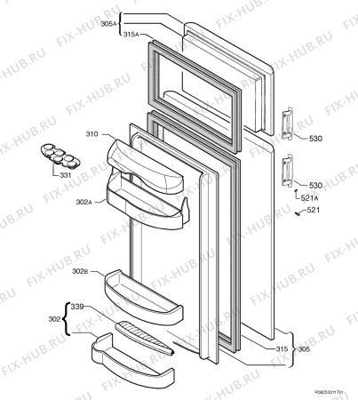 Взрыв-схема холодильника Electrolux ERD3322X - Схема узла Door 003